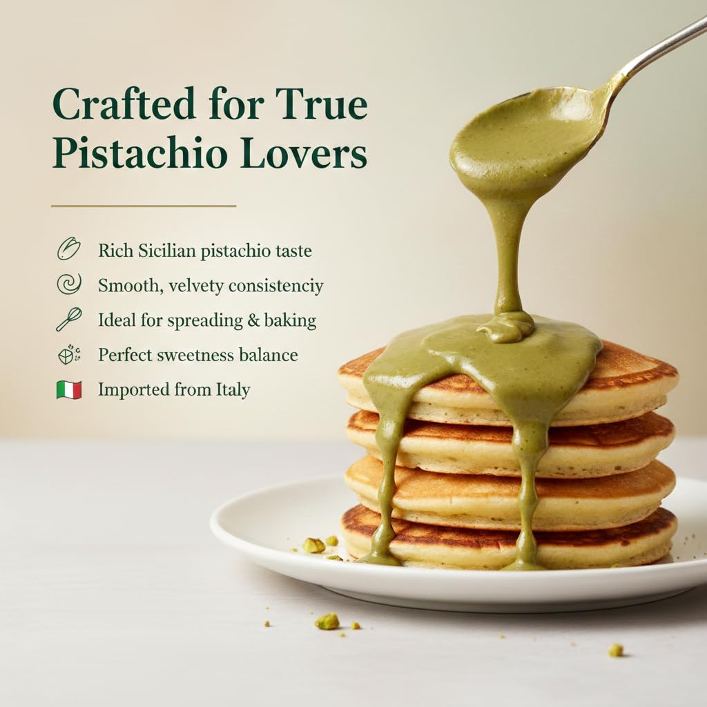 Toast topped with Alma Gourmet pistachio cream for a gourmet morning