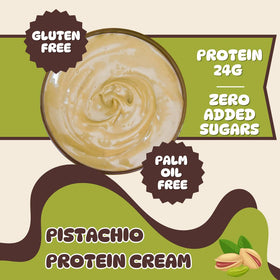 Close-up of Alma Gourmet Pistachio Protein Cream Spread highlighting smooth, velvety consistency.