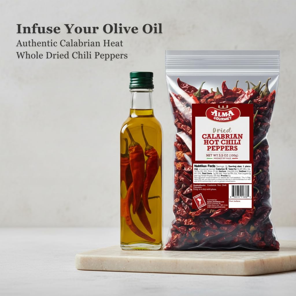 Alma Gourmet red hot peppers from Italy brighten dishes.