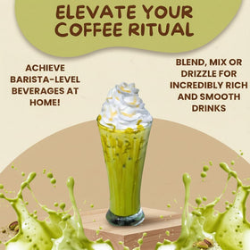 Alma Gourmet Pistachio Sauce coffee drizzle enhances lattes and cappuccinos