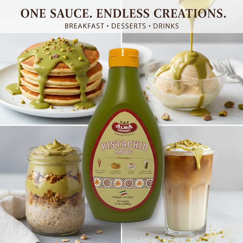 Alma Gourmet Pistachio Sauce dessert decoration for cakes and pastries
