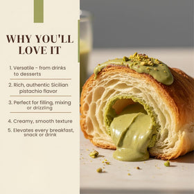 Alma Gourmet Sicilian Pistachio Sauce made in Italy packaging closeup