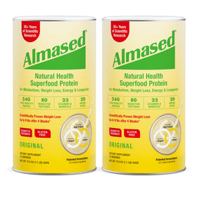 Almased Original bottle shows convenient meal replacement for busy days