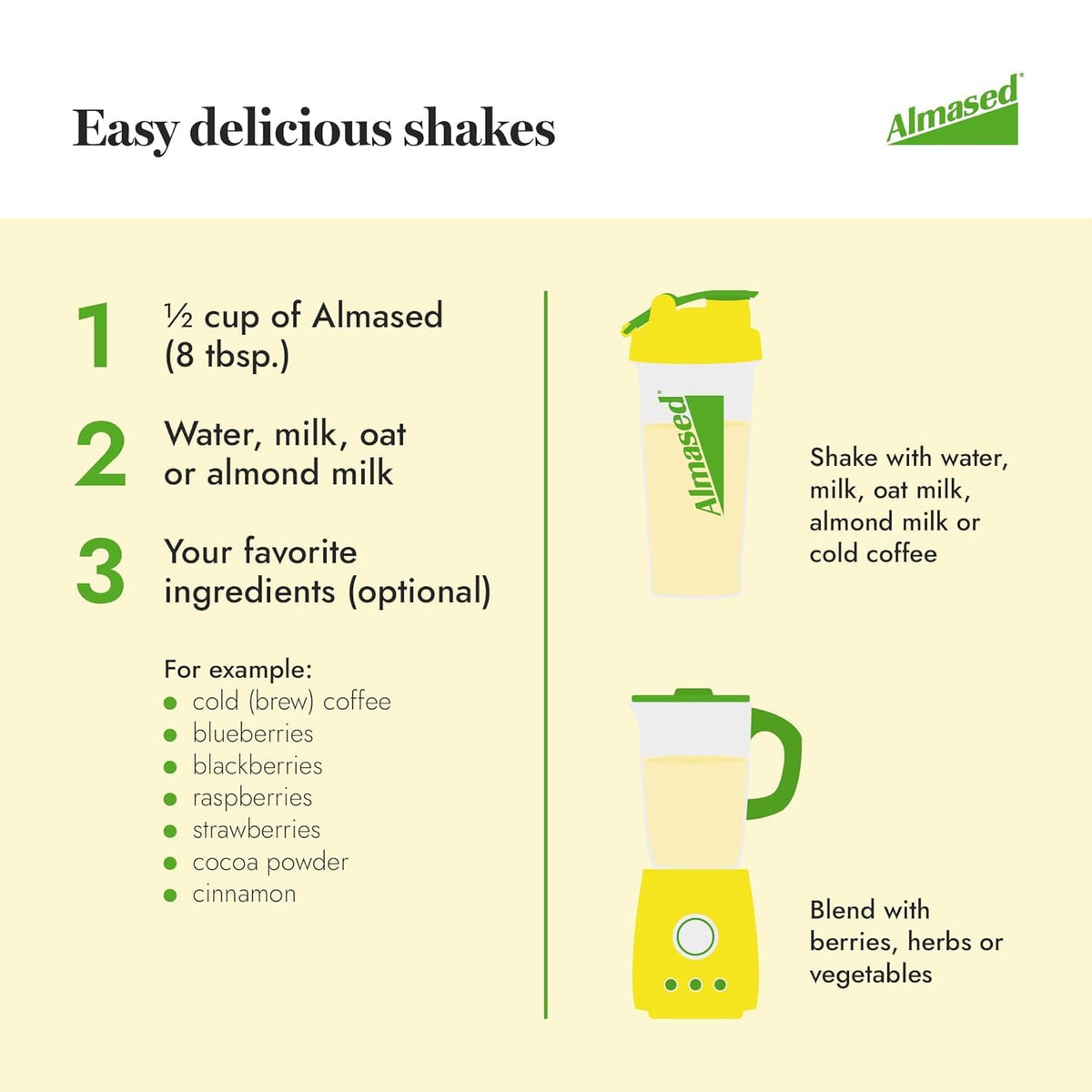 Almased Vanilla Protein Powder shaker for quick, smooth protein drinks.