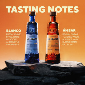 ALMAVE Blanco close-up on agave, emphasizing authentic blue agave sourcing.