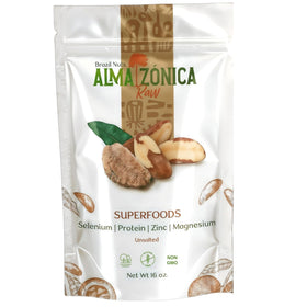ALMA ZÓNICA raw Brazil nuts bag showing premium whole nuts for a nutritious snack