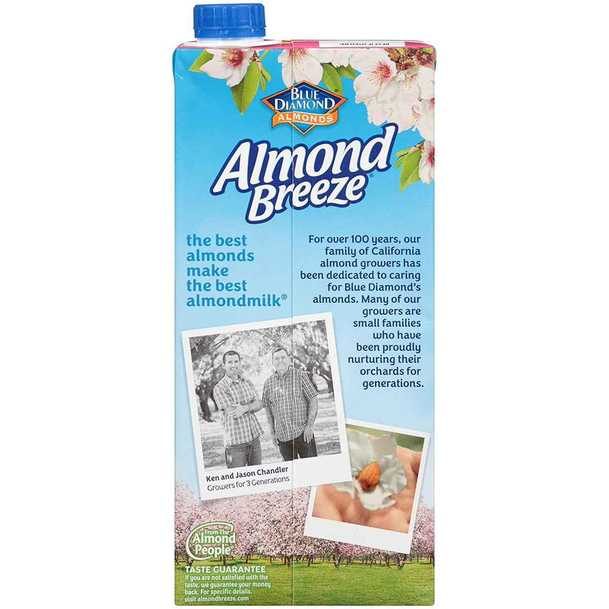 Almond Breeze close-up with almonds, highlighting real California almonds
