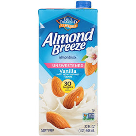 Almond Breeze dairy-free label shown, suitable for allergy-conscious kitchens