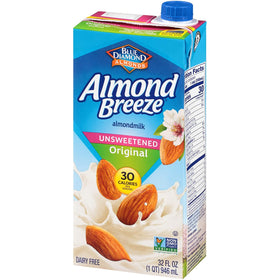 Almond Breeze Non-GMO Verified badge on packaging.
