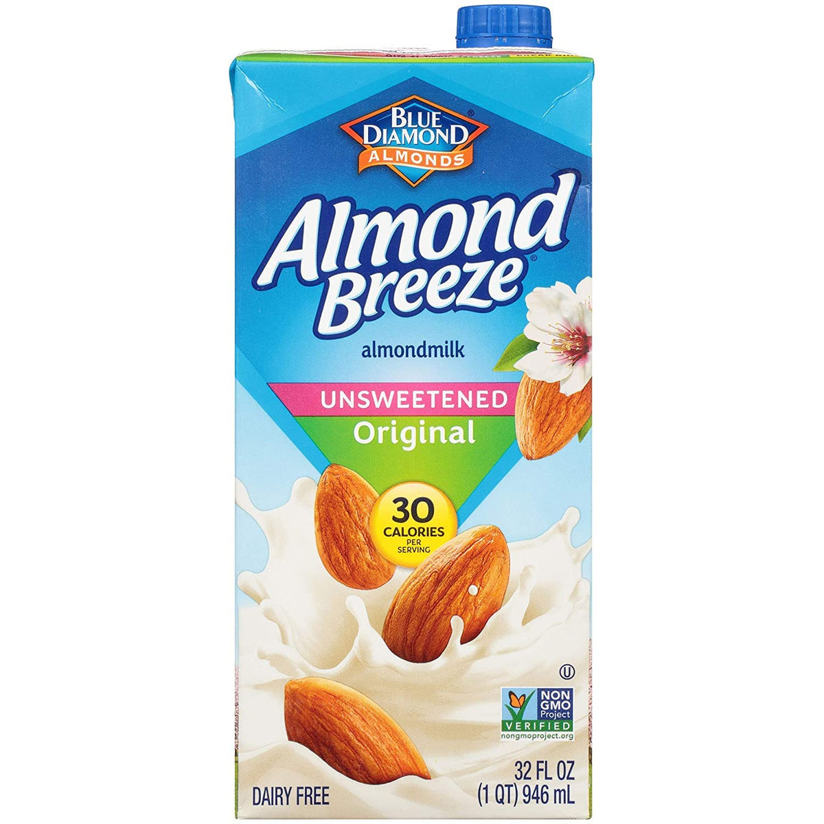Almond Breeze unsweetened original used in cereals and coffee.