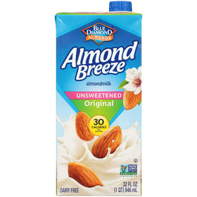 Almond Breeze unsweetened original used in cereals and coffee.