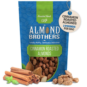 Almond Brothers cinnamon glazed almonds in a 2lb bag for snacking