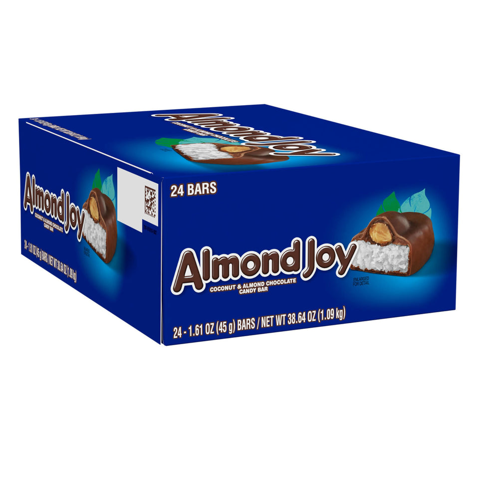 Almond Joy bulk box of coconut and almond bars ready for sharing.