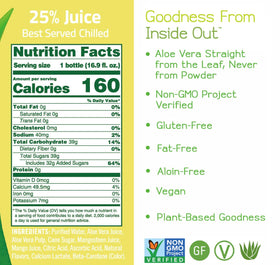 ALO Allure nutrition label hints at vegan, non-GMO ingredients and cane sugar sweetness.