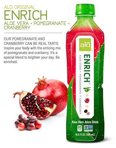 ALO Enrich pour image showing tart blend and real aloe juice for on-the-go sipping.