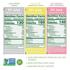 ALO Original juice in a glass, pure aloe goodness from leaf pulp