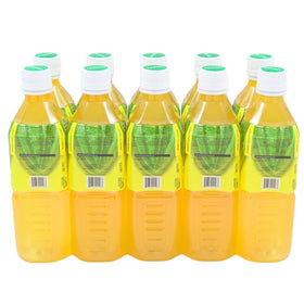 Aloevine 10-pack mango juice display for convenient on-the-go refreshment.