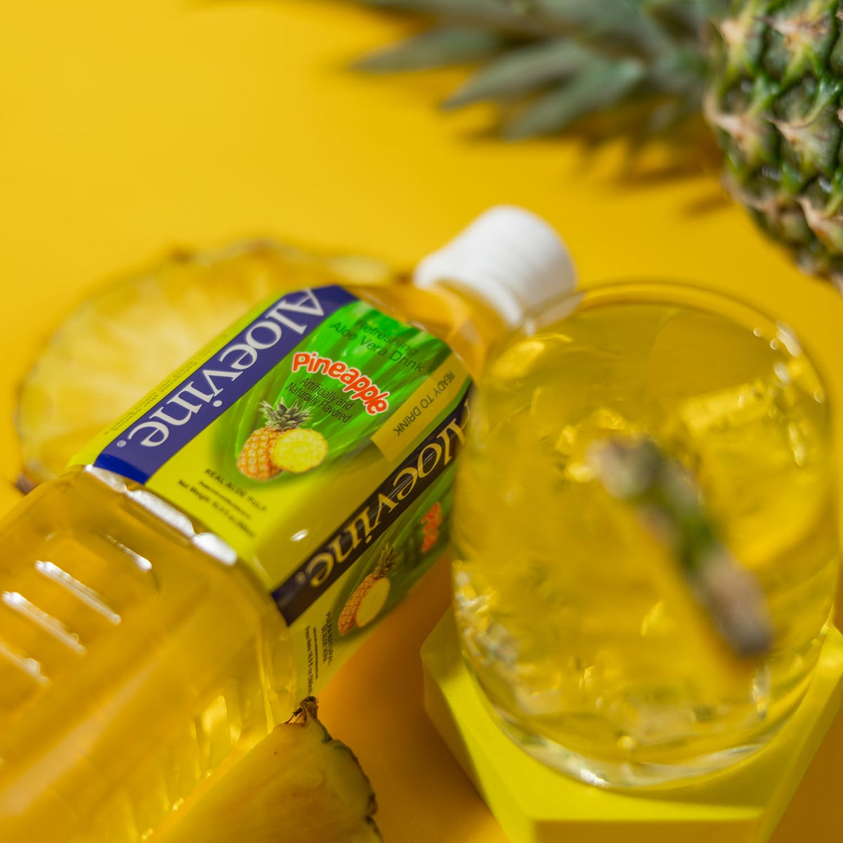 Aloevine aloe pulp chunks close-up for chewy texture and natural nutrients