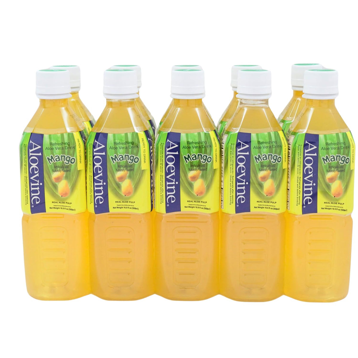 Aloevine Mango bottle 16oz ready to refresh during breaks.