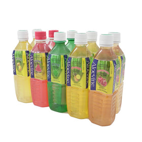 Aloevine Pomegranate bottle close-up, vibrant flavor for on-the-go refreshment.