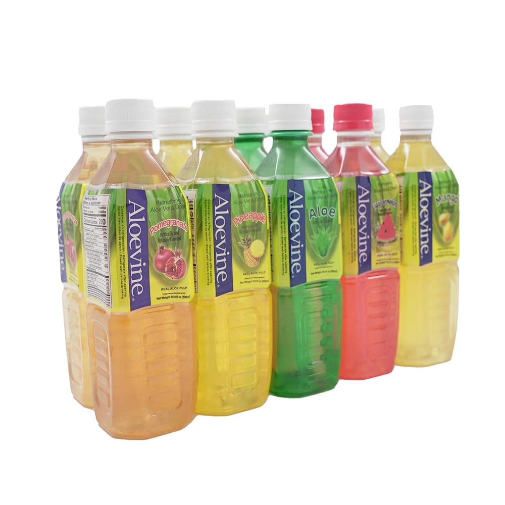 Aloevine Watermelon bottle side view, showcasing fruity, refreshing tropical flavor.