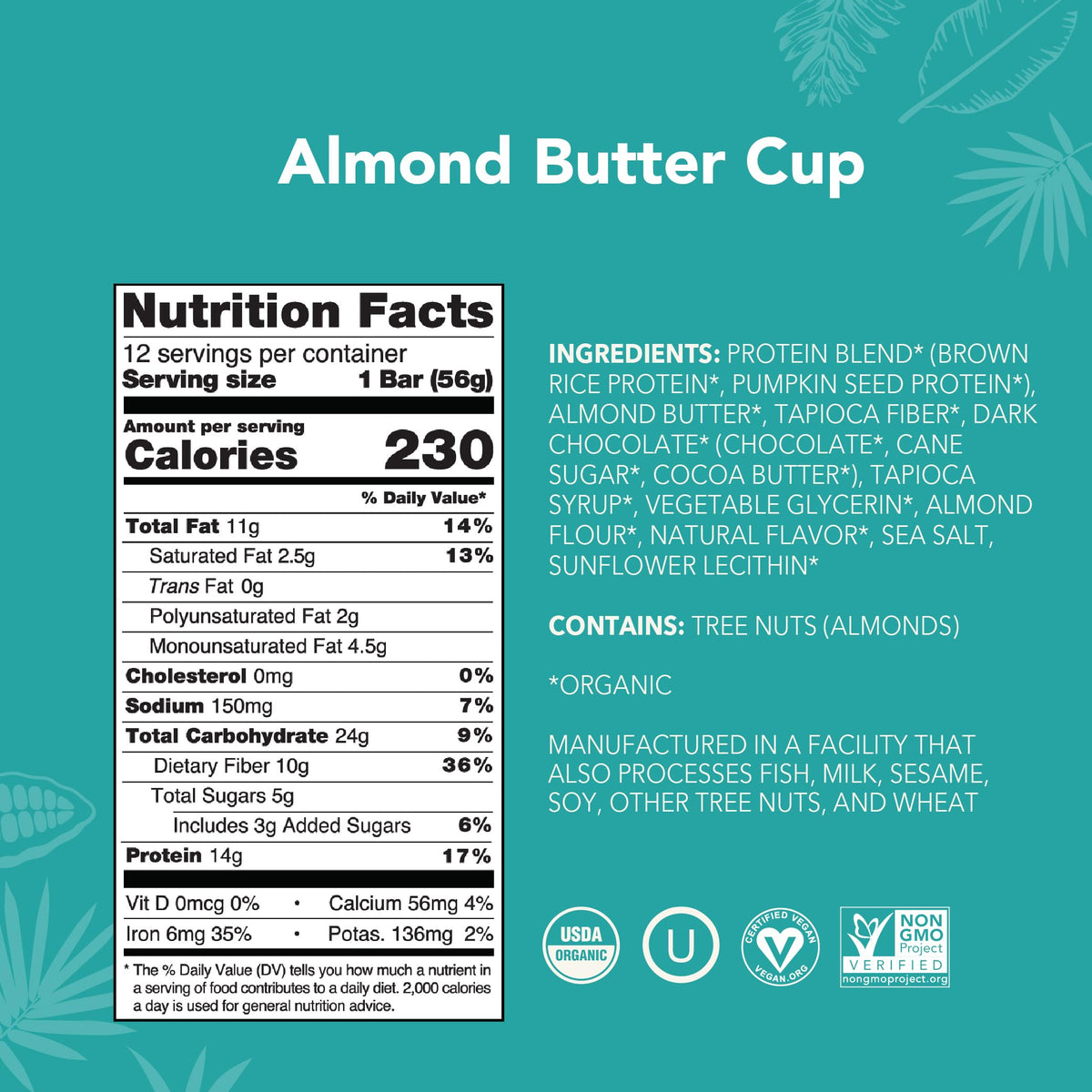 ALOHA bar close-up with creamy almond butter and dark chocolate chips texture.