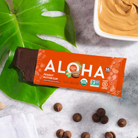 ALOHA packaging highlighting USDA Organic certification and vegan ingredients