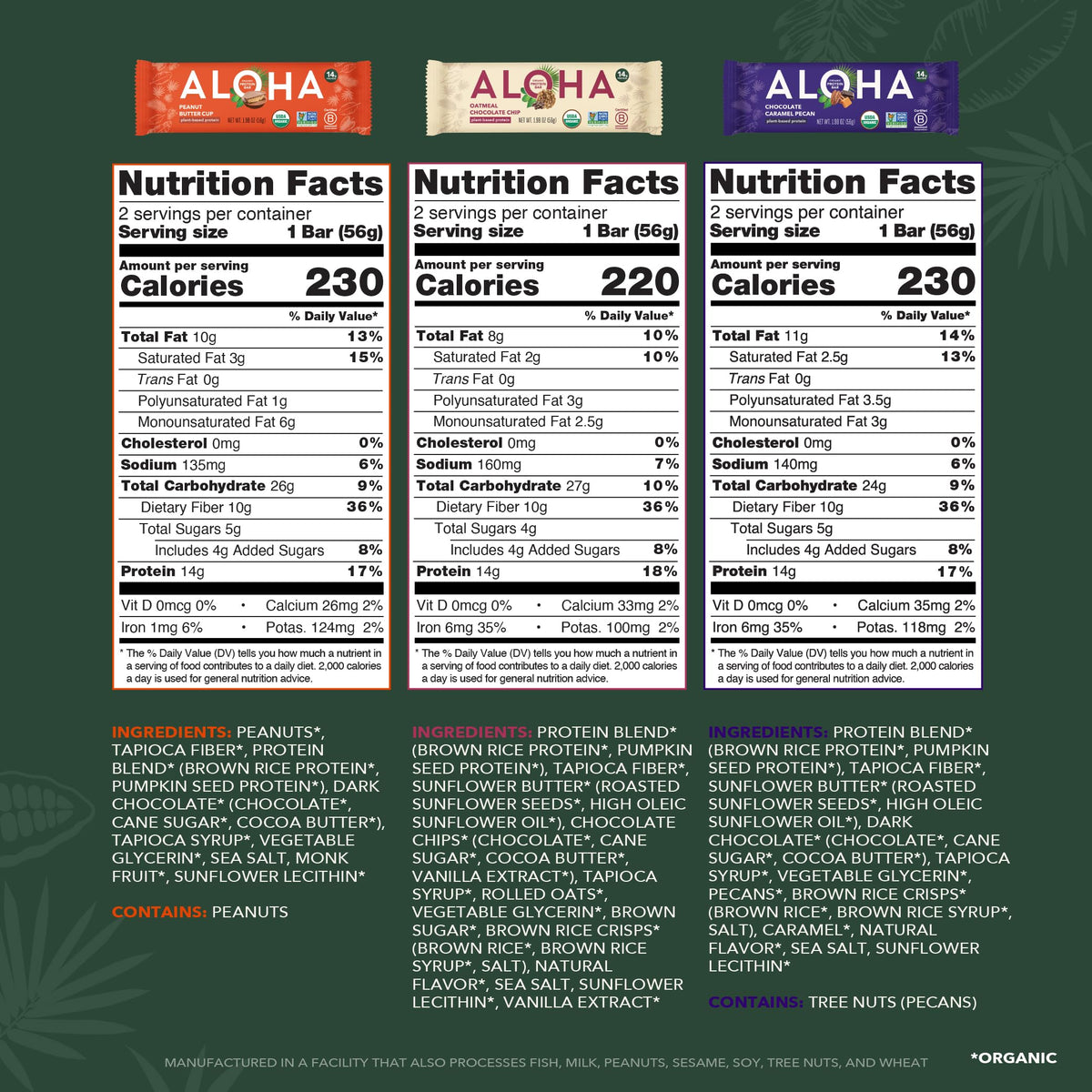 ALOHA Peanut Butter Cup bar wrapped for quick energy on the go.