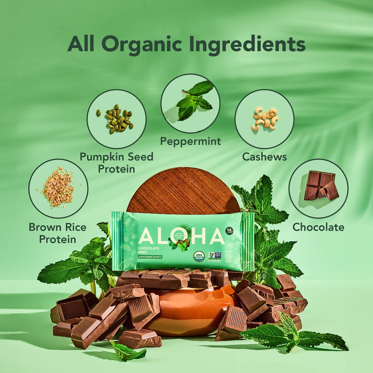 ALOHA pack content shows 12 bars for a week of snacks.