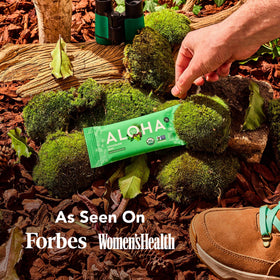 ALOHA bars in gym bag ideal pre- or post-workout fuel.