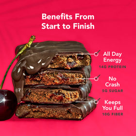 Serving idea with ALOHA Chocolate Cherry bar and plant based milk