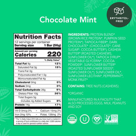 ALOHA chocolate mint bars front pack highlights clean ingredients and portable protein boost.