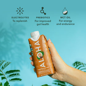 ALOHA Chocolate Sea Salt Protein Drink pour reveals smooth texture ideal after workouts