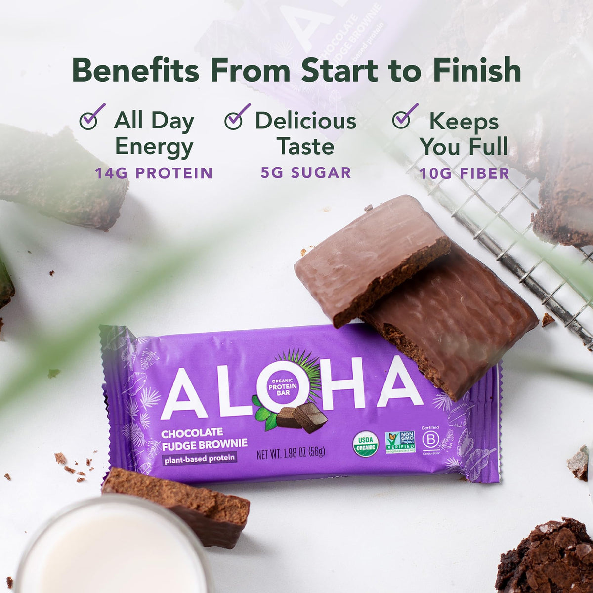ALOHA dark chocolate cashew butter bar offers creamy texture and flavor
