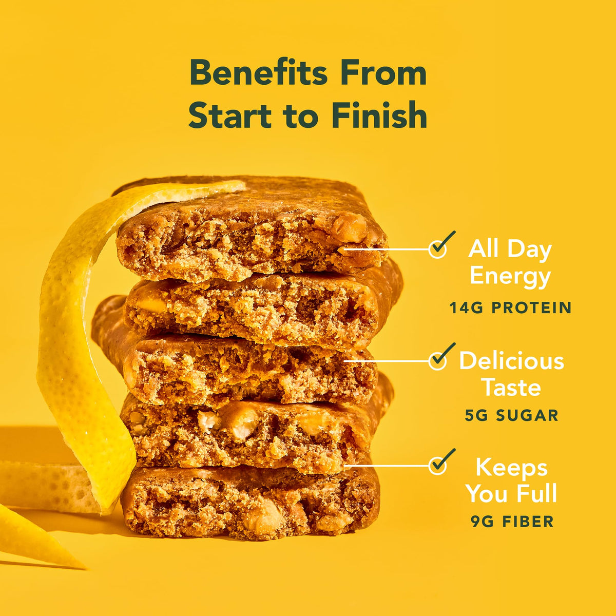 Morning breakfast setup with ALOHA Lemon Cashew bar for a fast start.