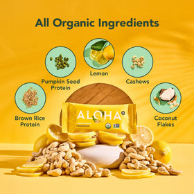 Ingredient shot highlights organic brown rice protein and pumpkin seeds.