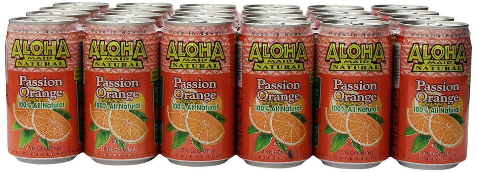 Aloha Maid Passion Orange juice bottle front view for quick, on-the-go hydration.