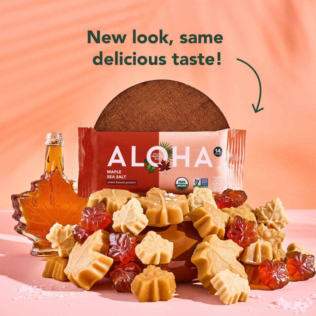 ALOHA Maple Sea Salt Bar bars on surface, ready for on-the-go fueling
