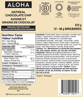 ALOHA packaging closeup highlighting organic ingredients and clean label