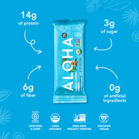 ALOHA organic brown rice and pumpkin seed protein ingredients showcased to support steady energy.