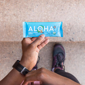 ALOHA organic plant-based snack packaging ready for pantry.