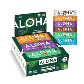 ALOHA Organic Protein Bars variety pack — plant-based snack for on-the-go energy.