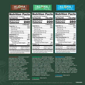 ALOHA nutrition panel view with protein and ingredients.