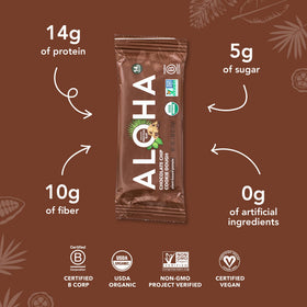On-the-go packaging suggesting easy, portable healthy snacking with ALOHA