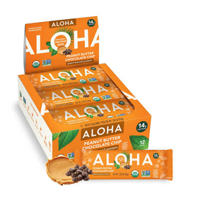 ALOHA peanut butter chocolate chip bar pack 12, convenient on-the-go protein snack