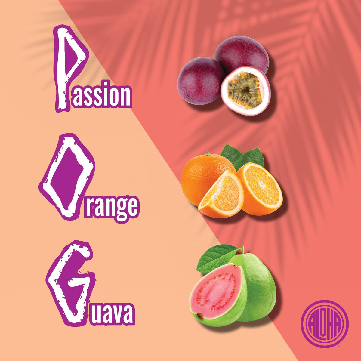ALOHA POG syrup close-up of the passion fruit, orange, and guava blend.