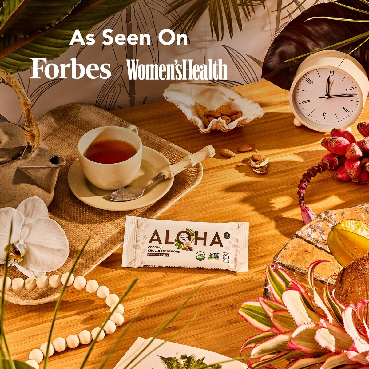 ALOHA protein bar on shelf highlighting vegan and gluten-free options