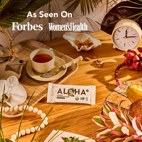 ALOHA protein bar on shelf highlighting vegan and gluten-free options
