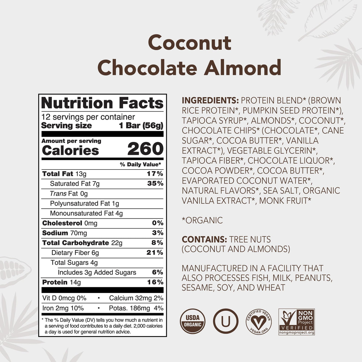 Closeup of ALOHA bar texture with coconut and almonds