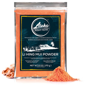 Aloha Right Now Li Hing Mui Powder jar for adding a tangy-sweet-salty flavor to snacks.